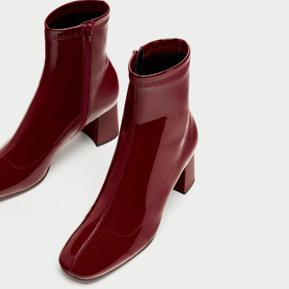 ZARA High Heel Faux Patent Ankle Boots - Picture 2 of 6
